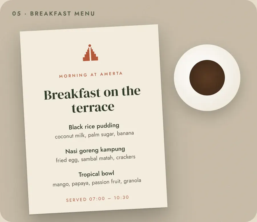 Breakfast menu
