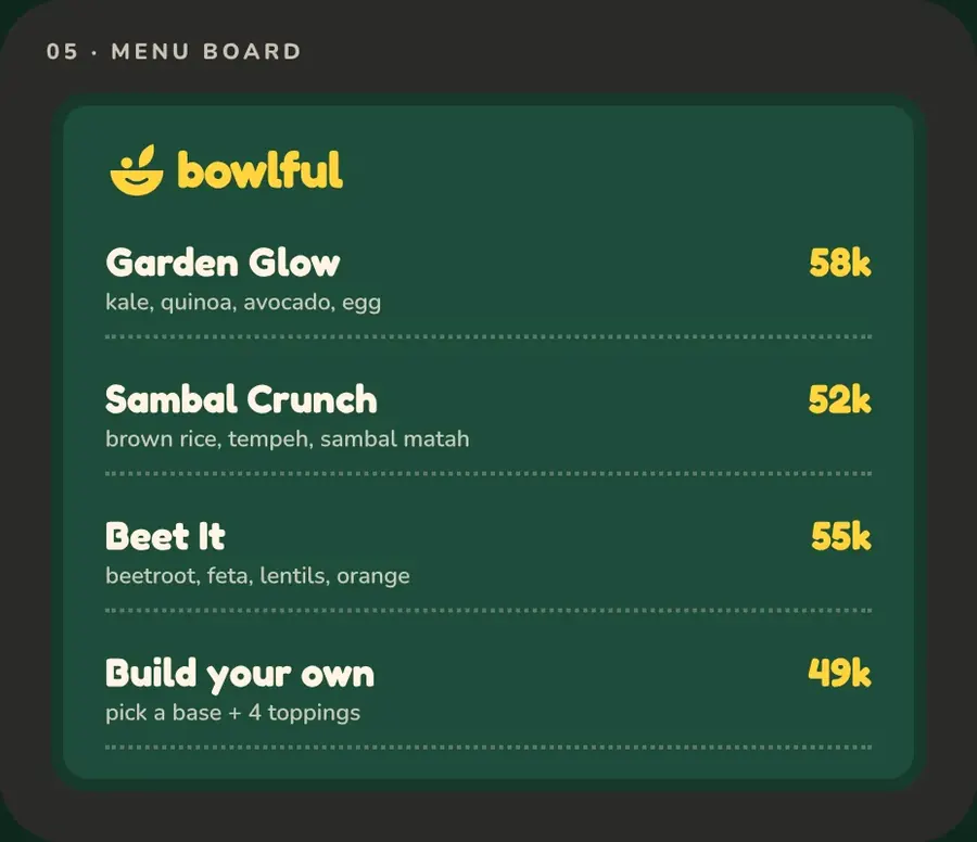 Menu board
