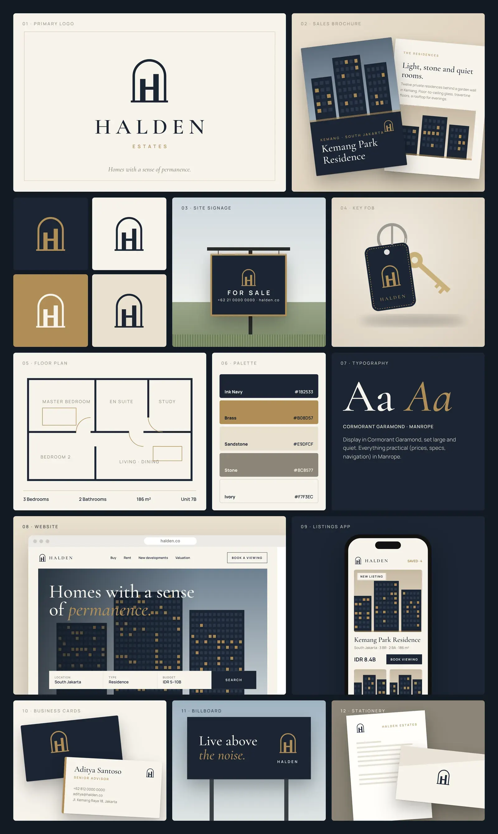 Halden Estates brand board