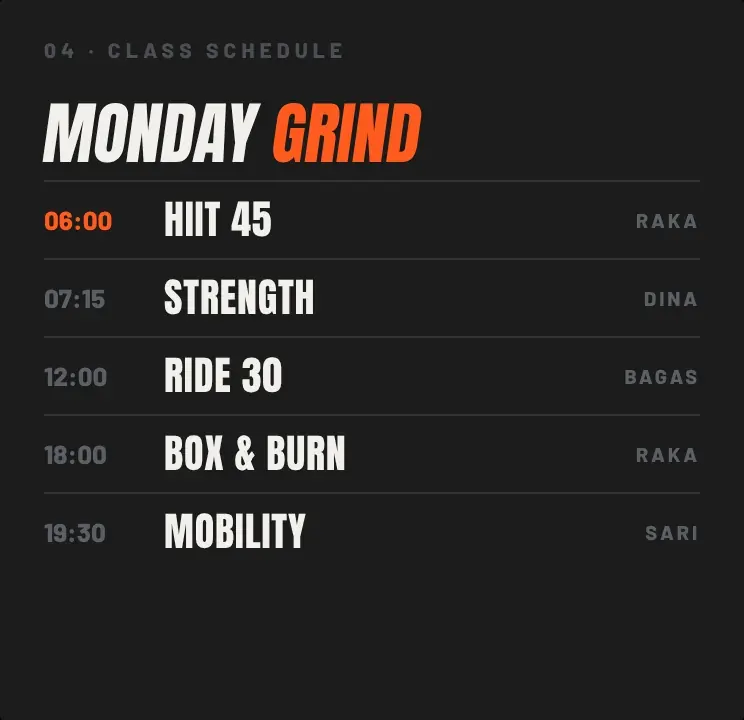 Class schedule
