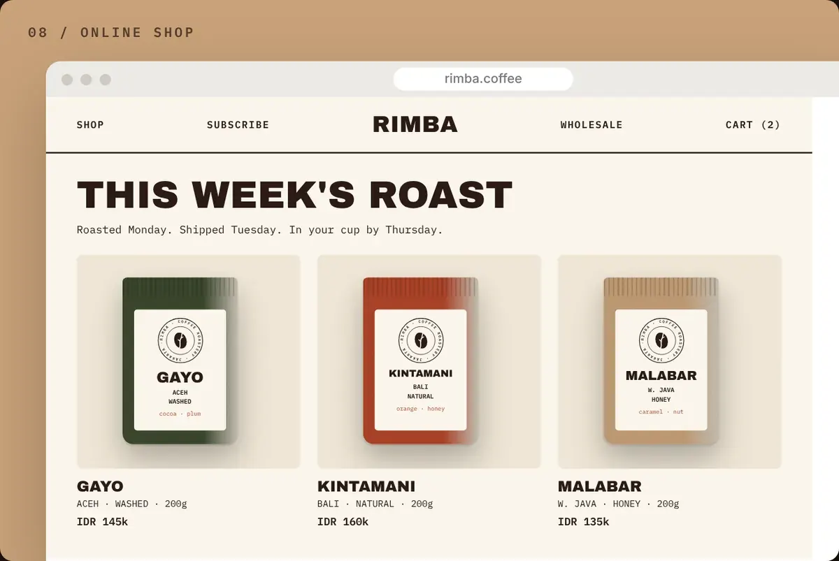 Rimba Roastery website